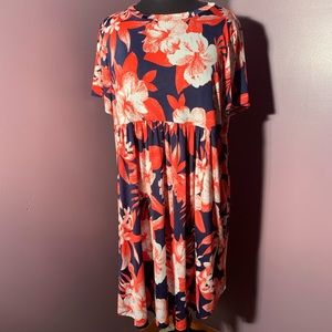 NWOT Bellamie Blue, White, and Coral Dress